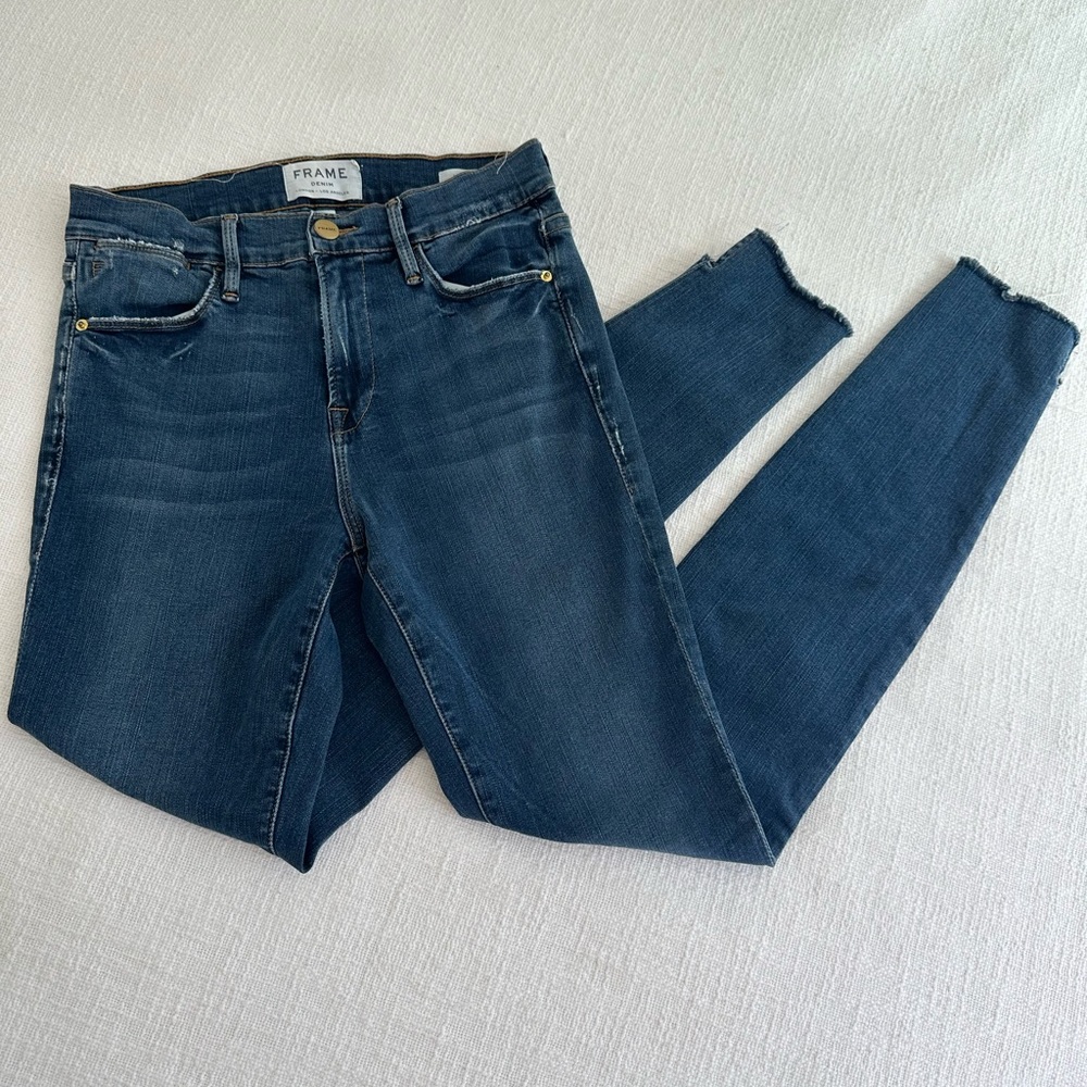 Frame Denim Le High Skinny Jeans Size 26 Raw Hem
